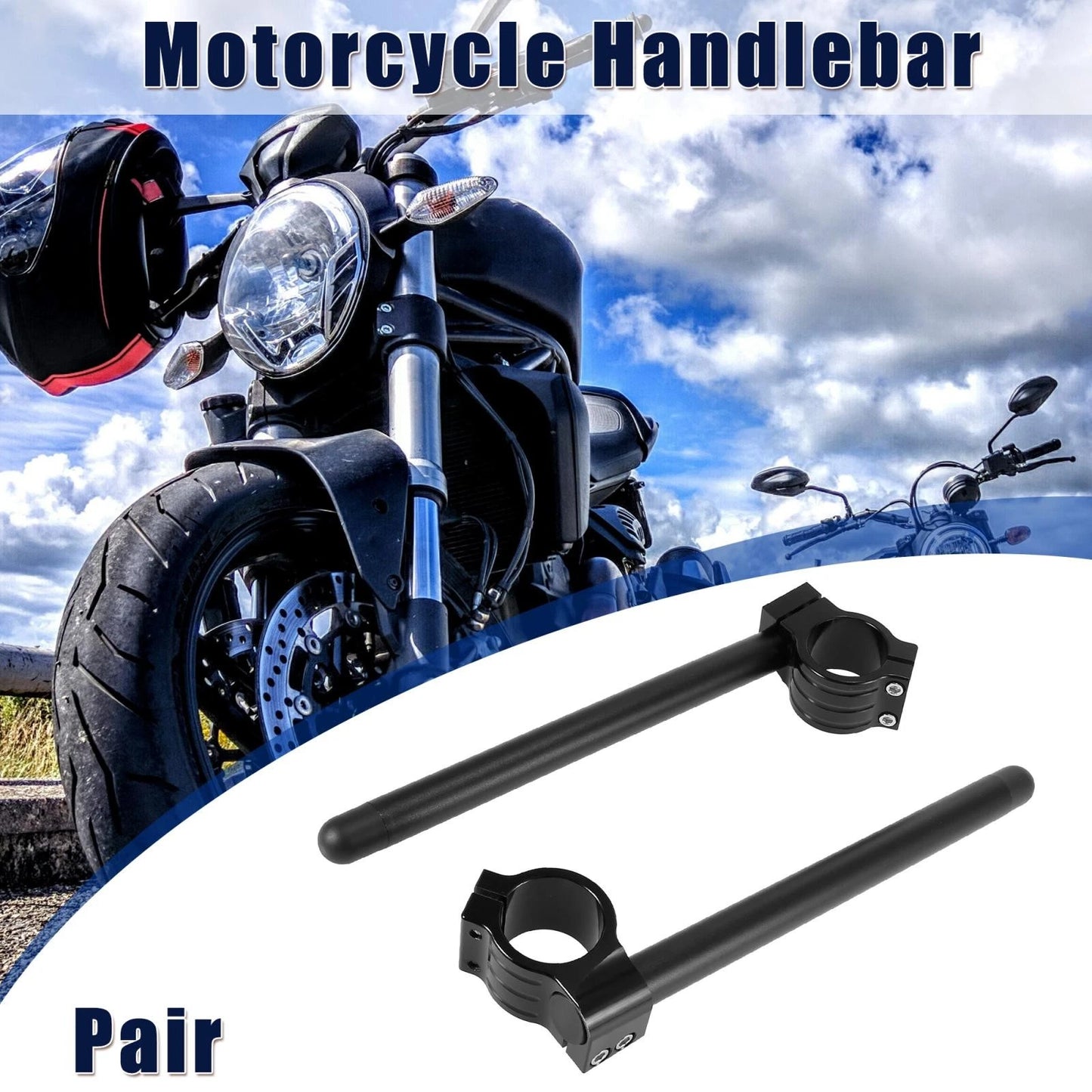 1 Pair / 41mm / Motorcycle Handlebar Clip Ons Black for Universal