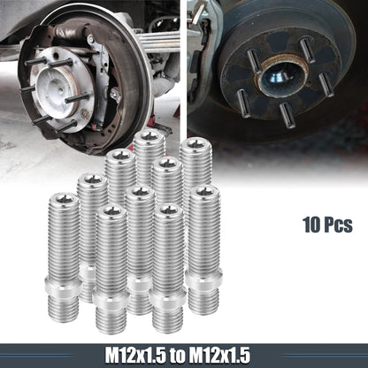 10 x M12x1.5 Car Wheel Studs for BMW (50mm, Silver Tone)