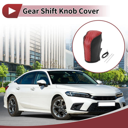 Red Faux Leather Gear Shift Knob Cover for Honda Fit (2021-2023)