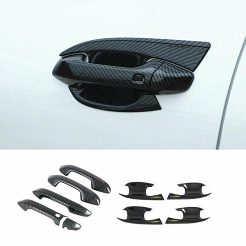 9Pcs Carbon Fiber Door Handle Cover+Cup Trim for Kia Seltos (2020–2023)