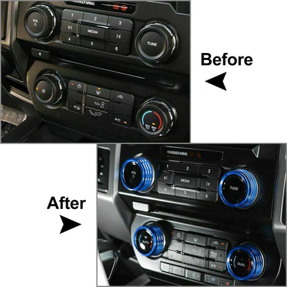 4 x Air Conditioner Switch CD Button Ring Knob Trim for Ford F150 XLT (2015-2020)