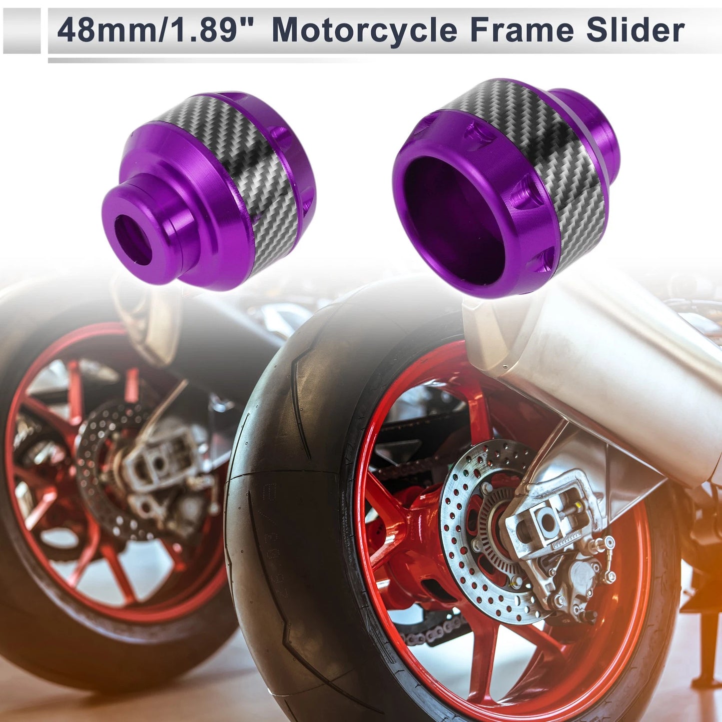14mm Aluminum Alloy Carbon Fiber Motorcycle Slider Frame 2 x Purple for Make Model