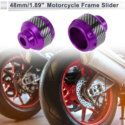 14mm Aluminum Alloy Carbon Fiber Motorcycle Slider Frame 2 x Purple for Make Model