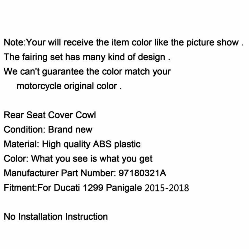 Rear Pillion Cover for 2015-2019 Ducati 1299 Panigale - Red (2015-2019)