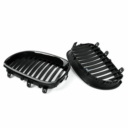 Gloss Black Front Kidney Grille for 2003-2010 BMW E60 525i 530i (2003-2010)