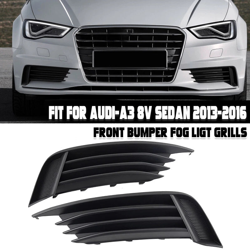 Left & Right Fog Light Grills for Audi A3 S3 2013-2017 Front Bumper