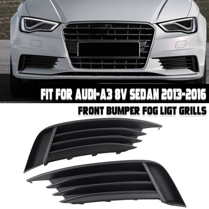 Left & Right Fog Light Grills for Audi A3 S3 2013-2017 Front Bumper