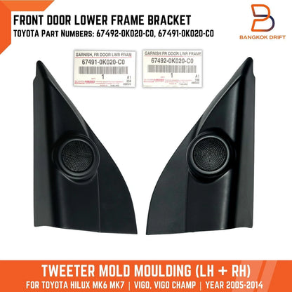 Black Tweeter Mould Front Door Lower Frame for Toyota Hilux Ute Vigo (05-14)