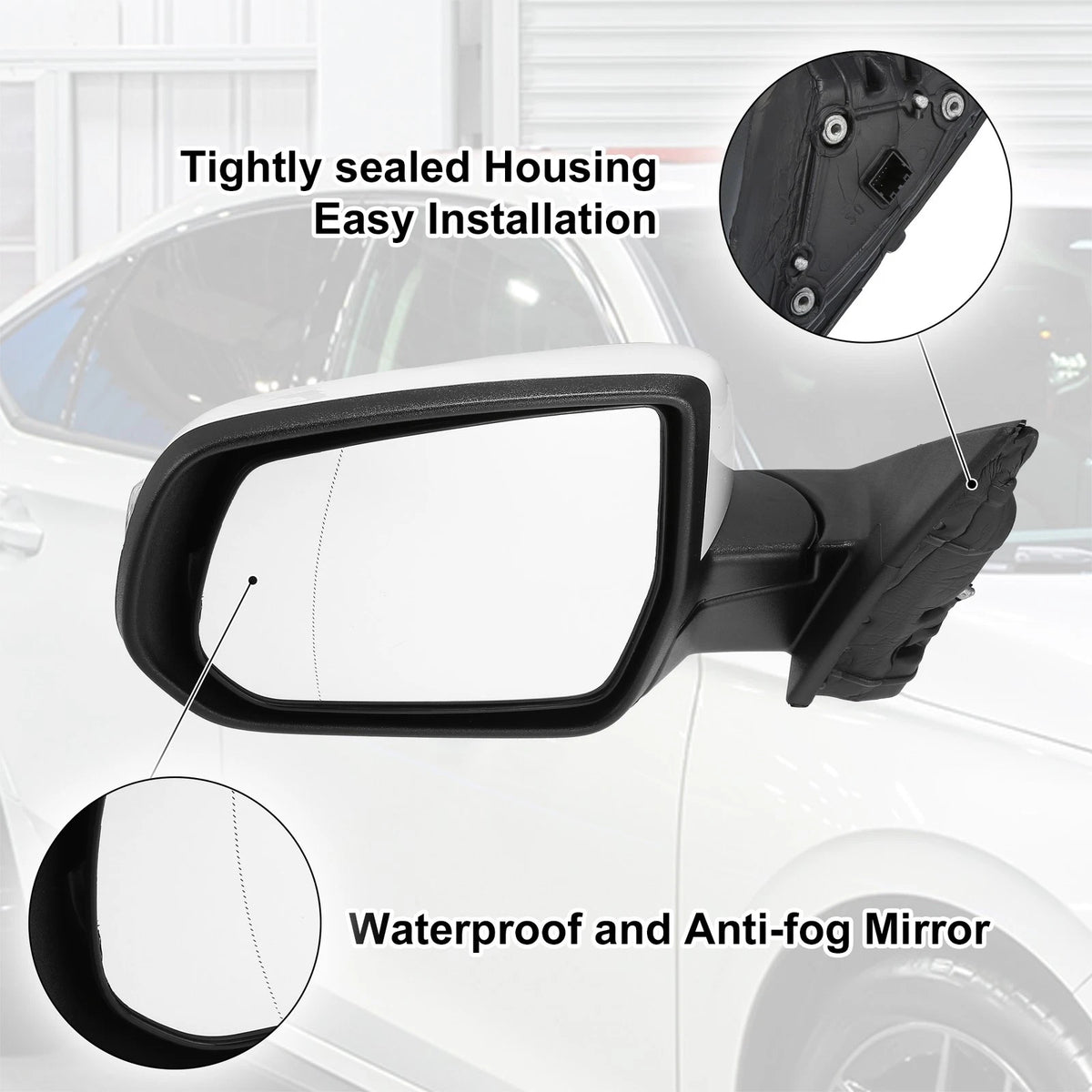 Left Side Exterior Door Mirror Assembly White for Chevrolet Malibu Hybrid