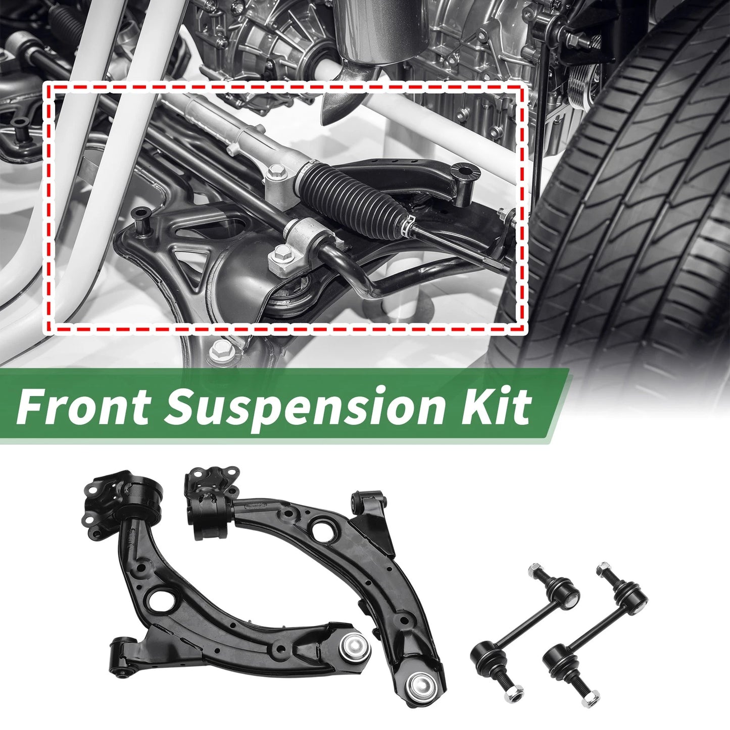 4 x Front Stabilizer Bar Links & Lower Control Arms for Ford Edge (2007-2014)