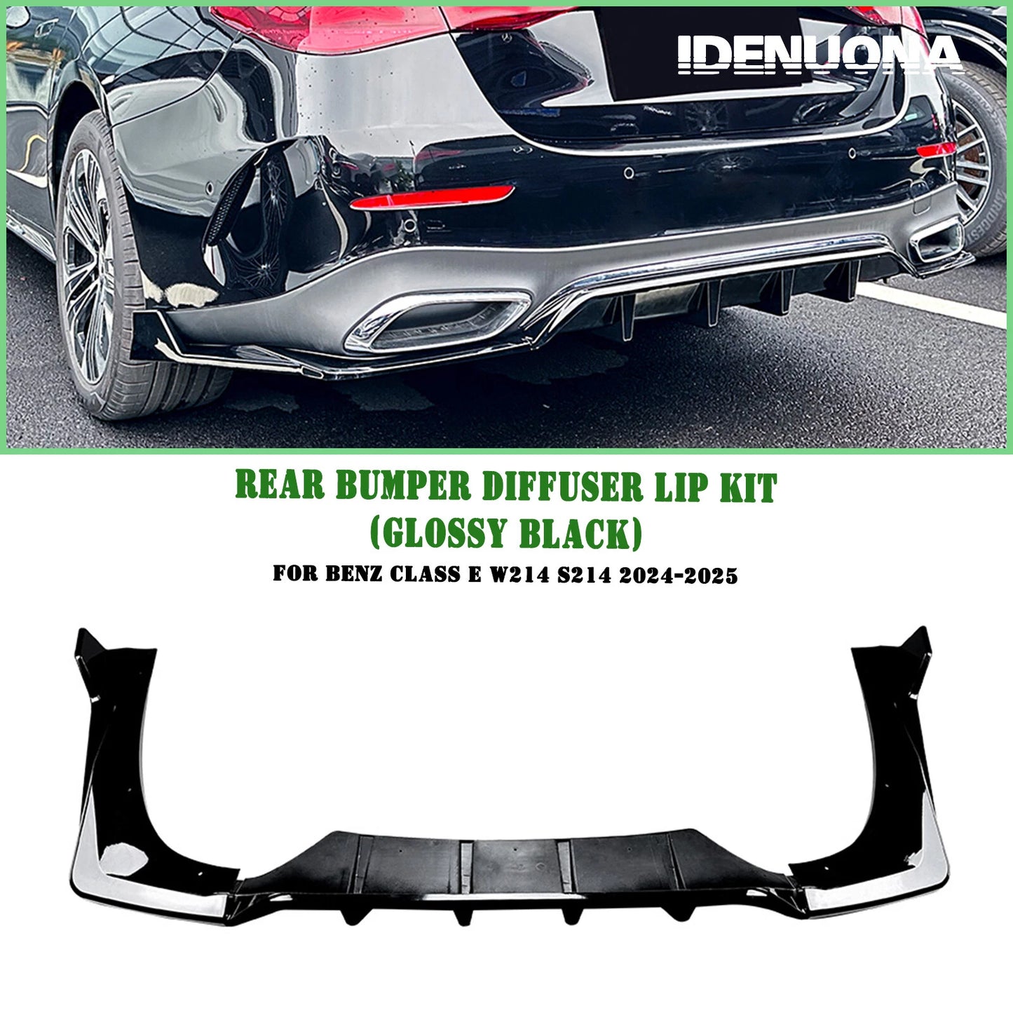 3 x Gloss Black Rear Bumper Diffuser Lip for Mercedes Benz E Class (2024-2025)