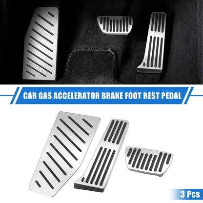 3 Pcs Gas Accelerator Brake Foot Rest Pedal Cover for Toyota RAV4 Silver Tone