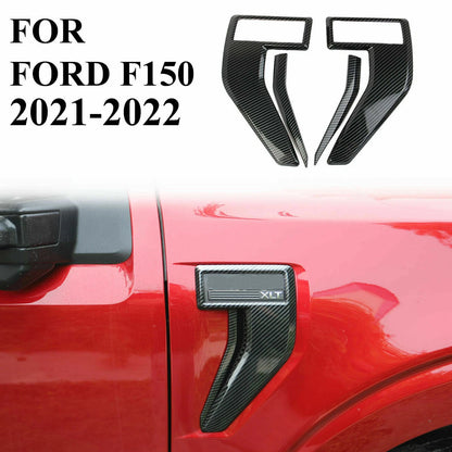 Carbon Fiber Side Fender Badge Emblem Cover Trims for Ford F-150 (2021–2022)