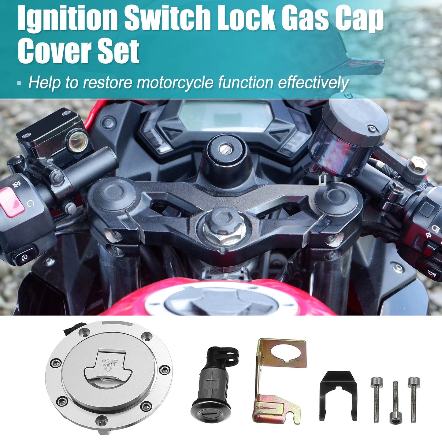 Ignition Switch, Fuel Cap & Seat Lock w/ Key for Honda CBR600F4i (2001–2007)