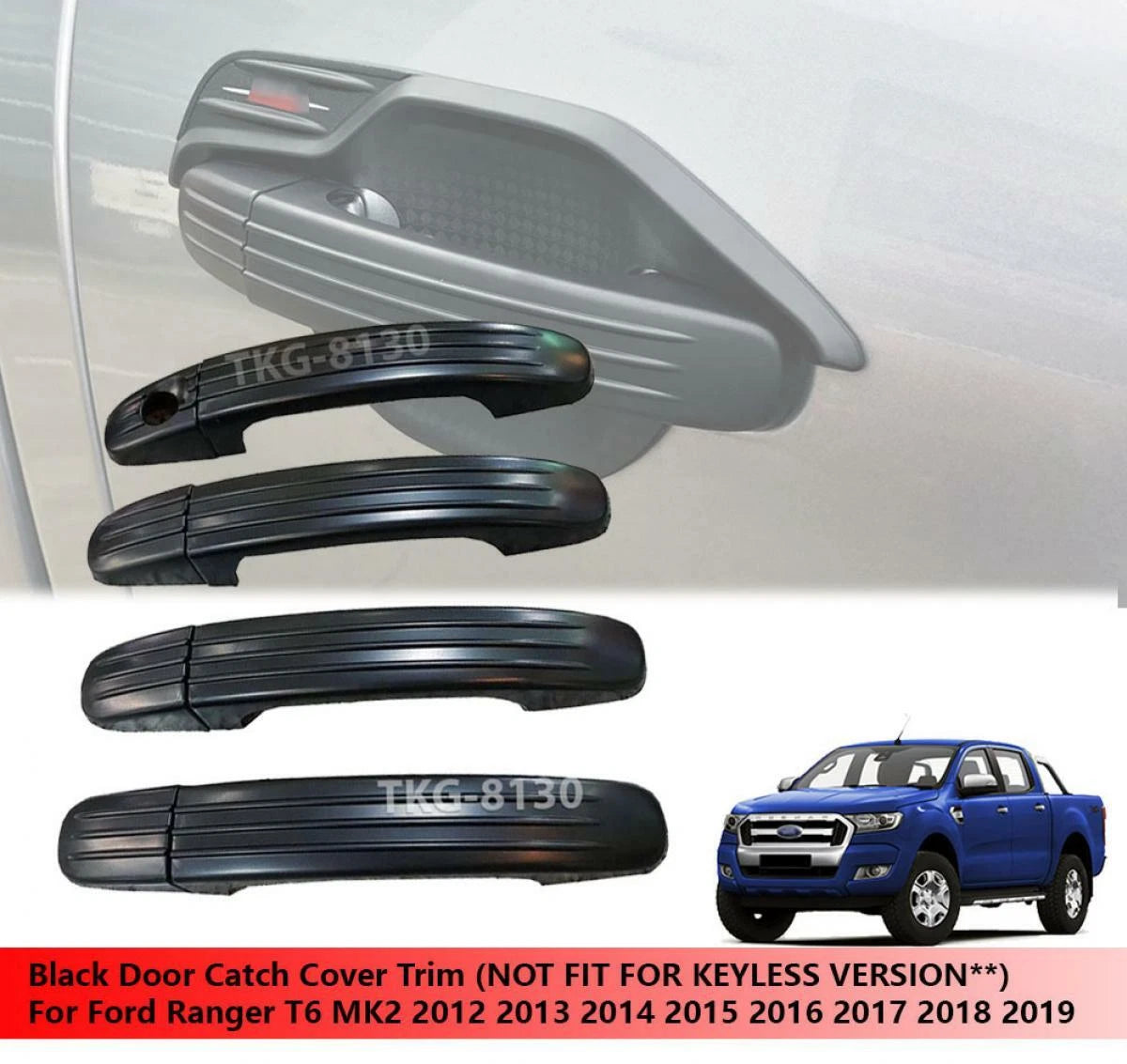 Black Door Catch Handle Cover for Ford Ranger T6 (2012-2019)
