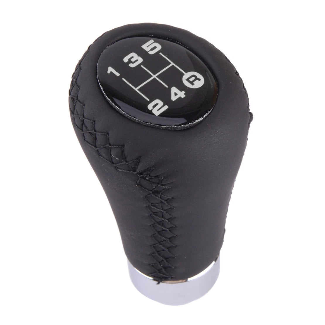 5 Speed Black Leather Gear Shift Knob for Car Manual Shifter (All Years)