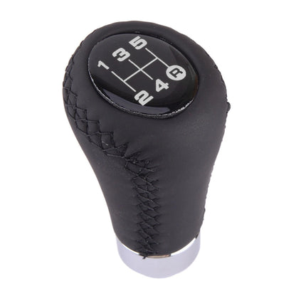 5 Speed Black Leather Gear Shift Knob for Car Manual Shifter (All Years)