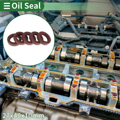 Oil Seal Rotary Shaft Seal FKM 27x40x10mm Brown 5 pcs