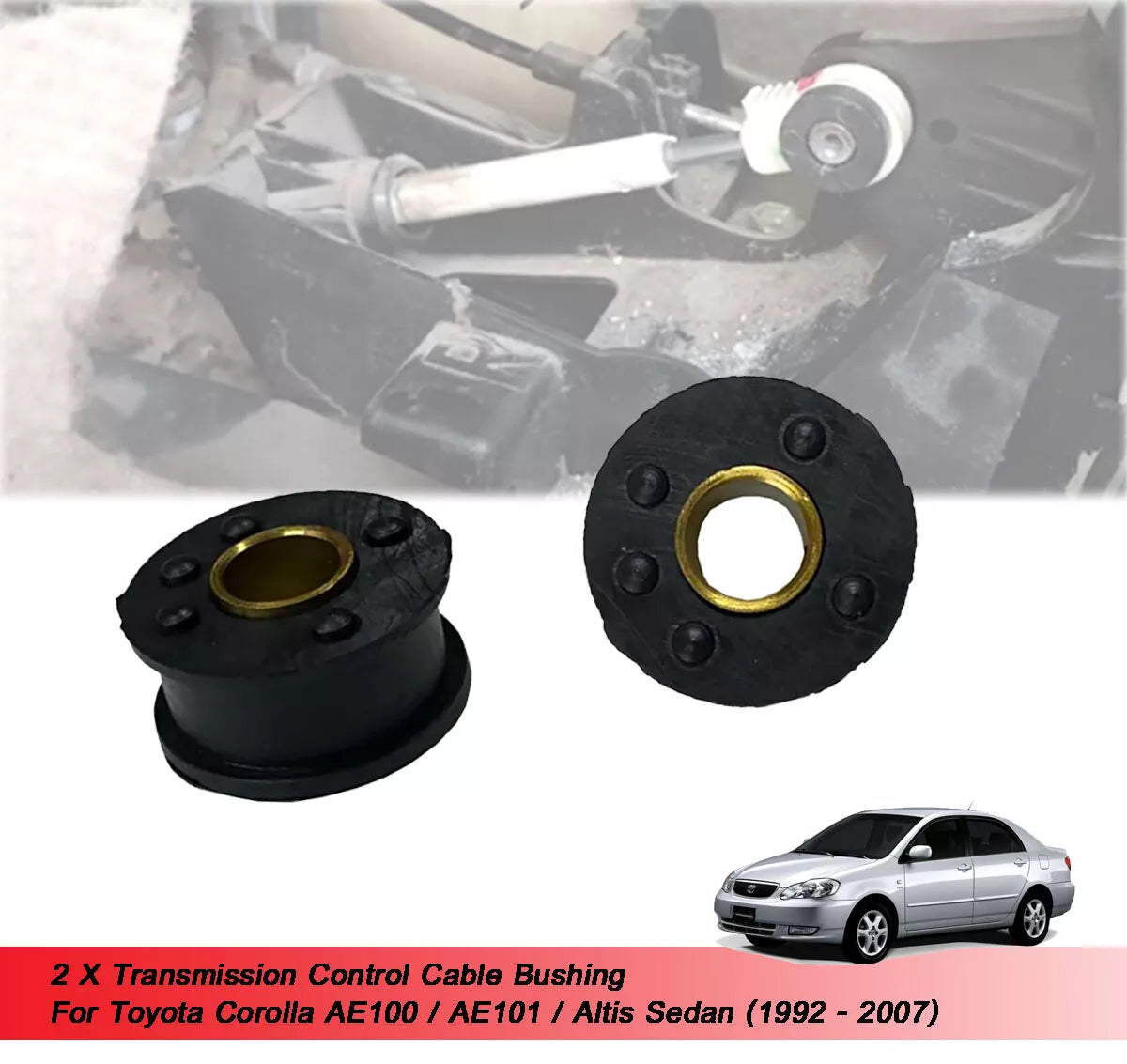 2 x Transmission Control Bushings for Toyota Corolla AE100 AE101 (1992-2007)