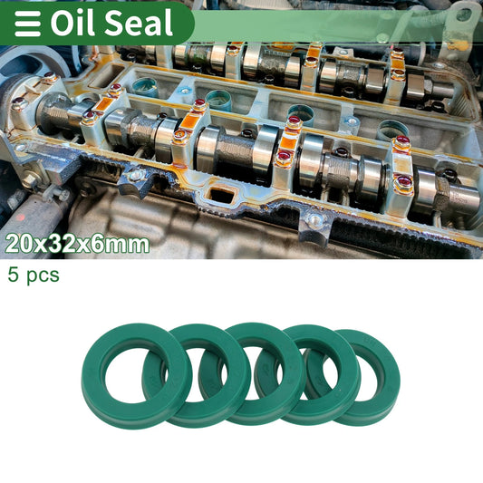 Oil Seal 5 Pcs Seal Ring Rotary Shaft Seal TPU 20x32x6mm High Pressure Green