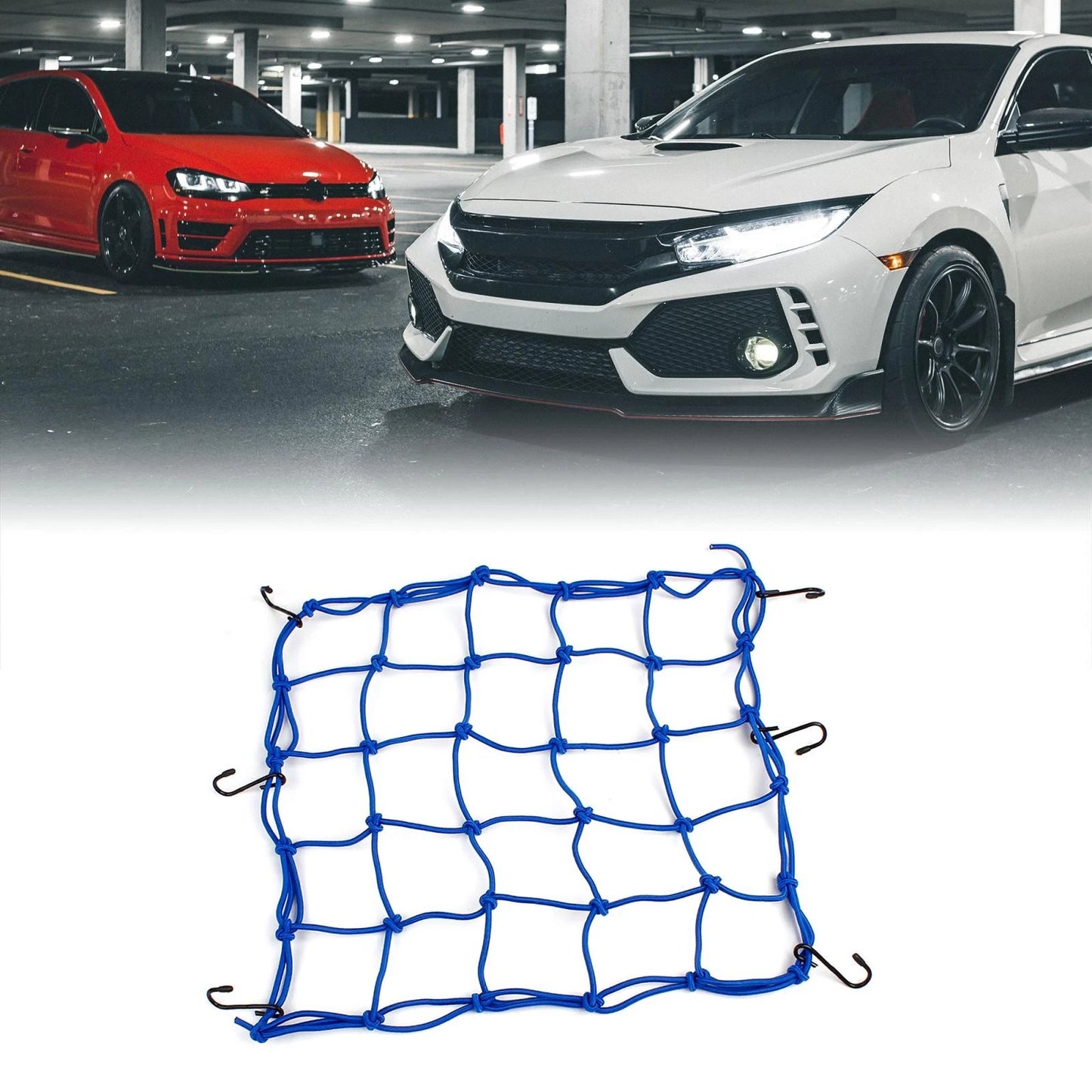 Blue Nylon Rubber 6 Hook Luggage Package Cargo Flexible Net for Motorcycle