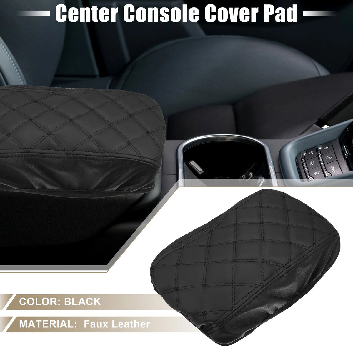 Center Console Armrest Cover for Toyota Corolla (2020-2023) Faux Leather Black