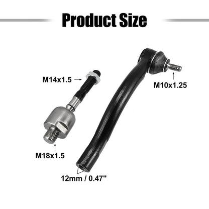 Front Inner Outer Tie Rod End Link Kit for Honda Accord Acura TSX