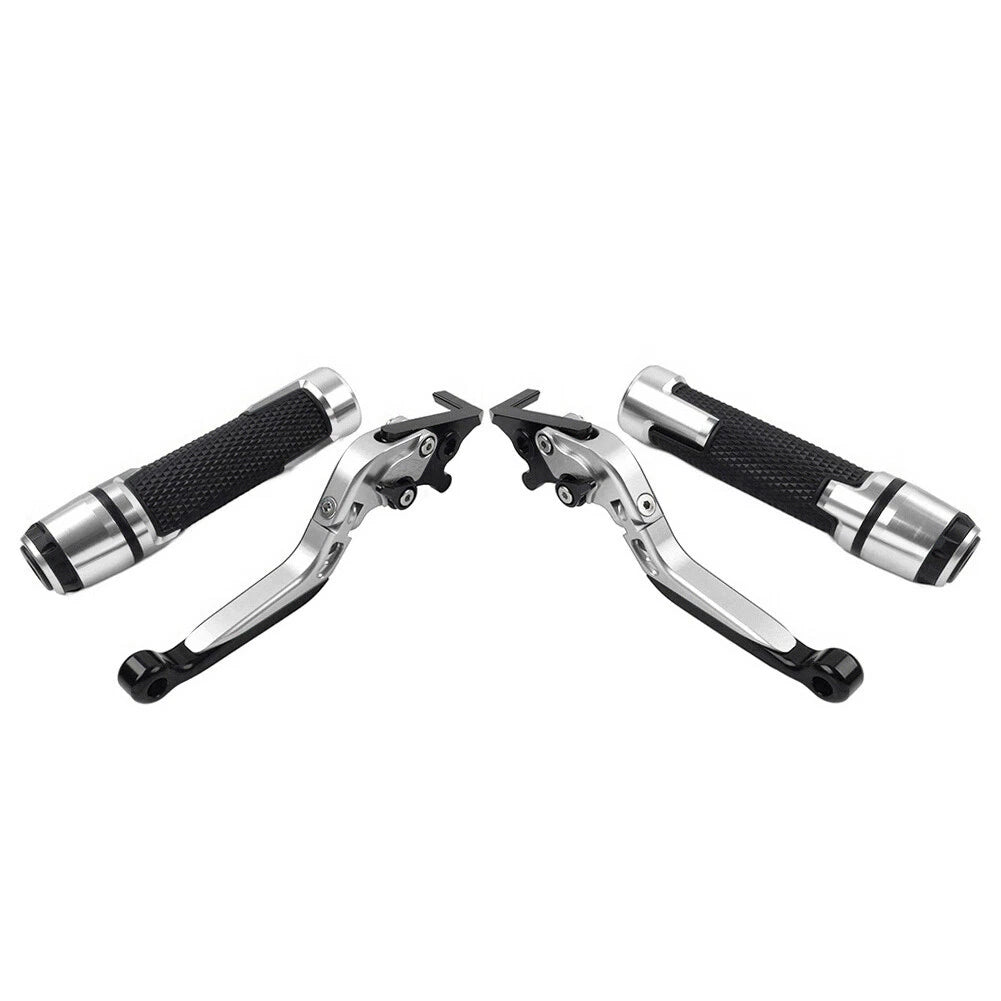 Silver Extendable Brake Clutch Lever Grip Set for Yamaha YZF R1 (2009-2014)