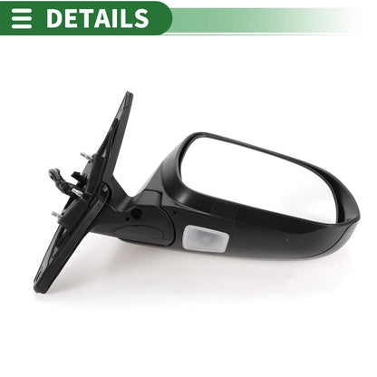 Right Side Door Mirror for Toyota Highlander 2008-2013 Manual Folding Gloss Black
