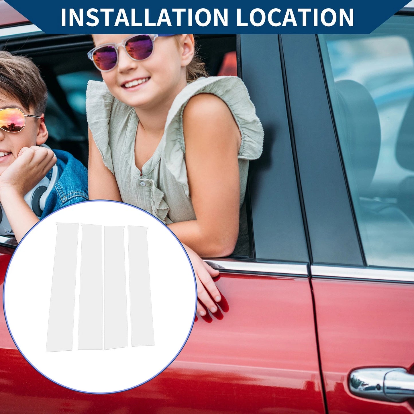 4pcs Car Pillar Window Trim for Chevrolet Silverado (2014-2018) Chrome Silver