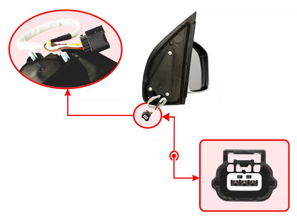 Chrome RH Side Mirror 3 Wires for Nissan Navara D40 (2005-2014)