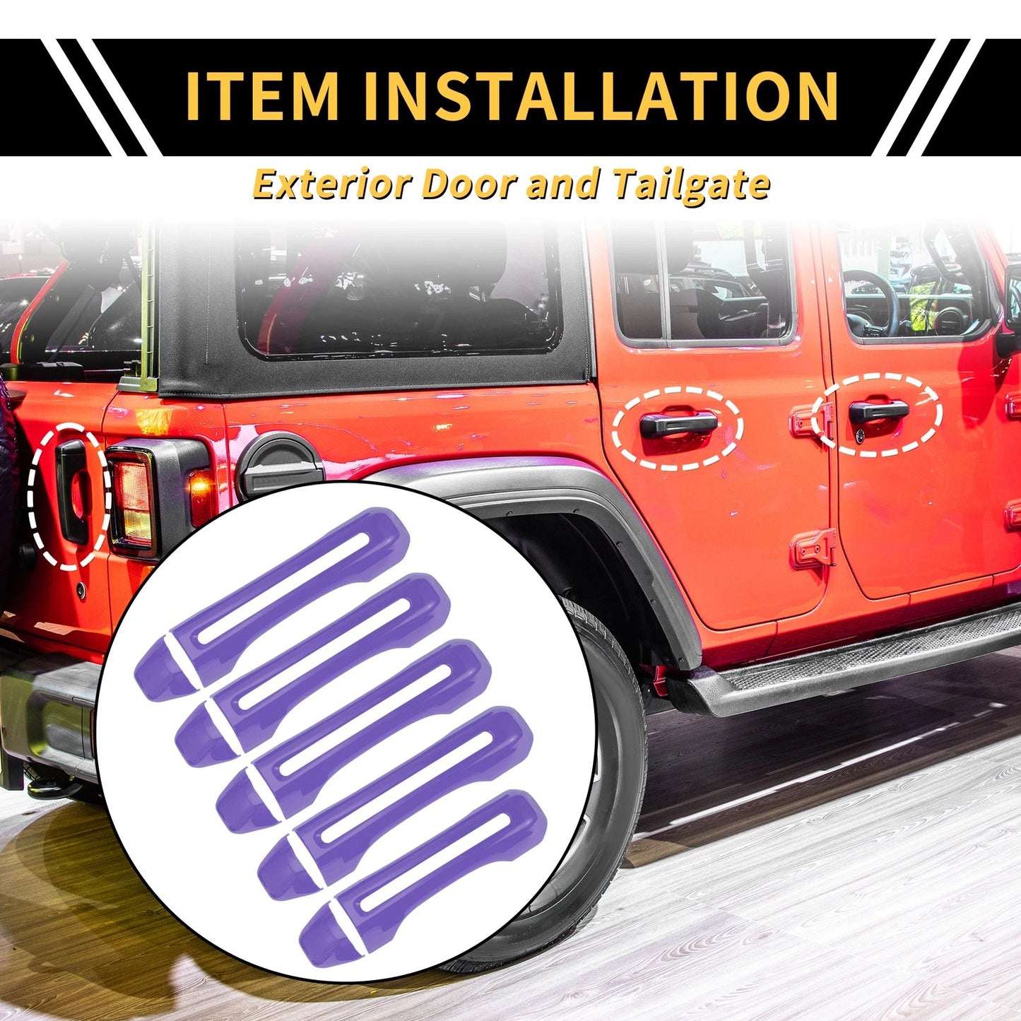 Door Tailgate Handle Cover  for Jeep Gladiator JT (2020-2021) Purple