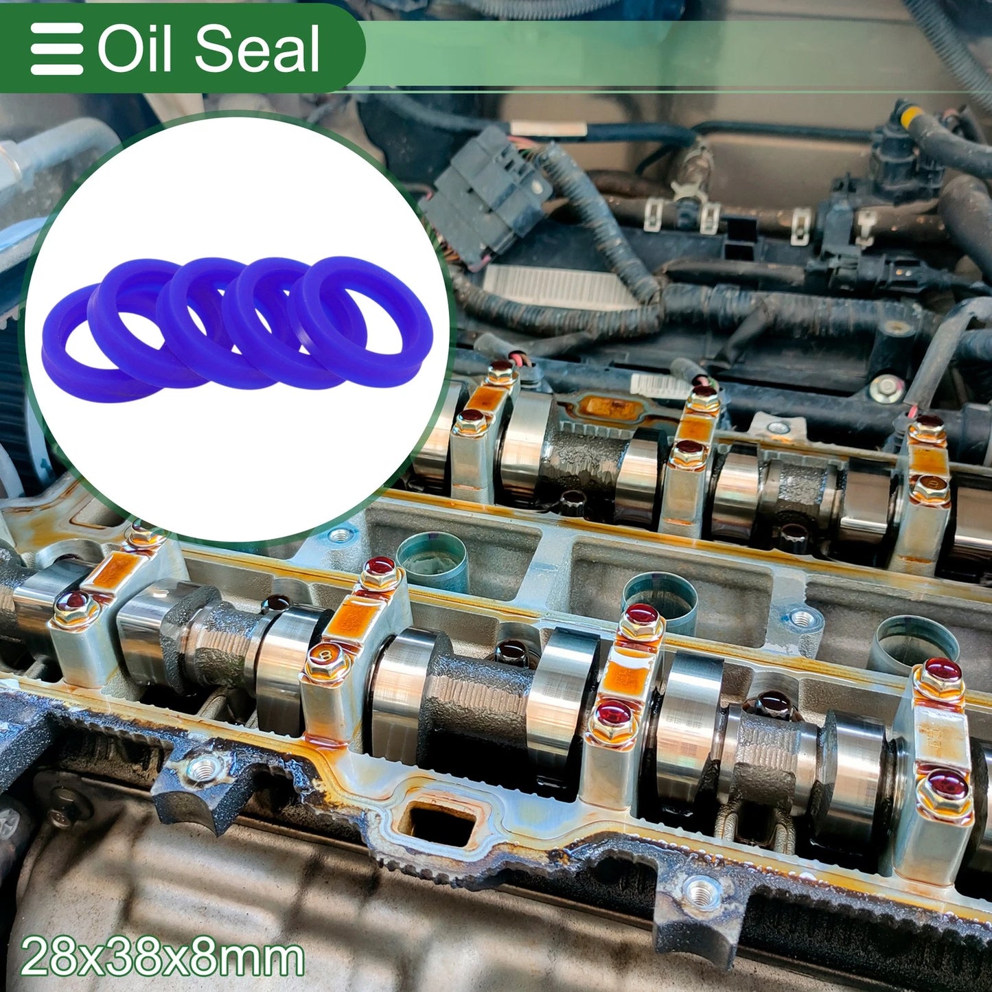 Oil Seal 28x38x8mm Rotary Shaft Seal TPU Blue 5 Pcs for Make Model