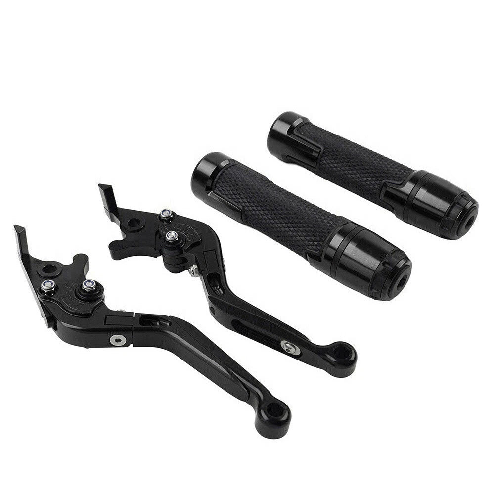 Black Extendable Brake Clutch Levers Grips Set for Suzuki GSXS125 (2017-2023)
