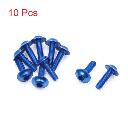 10 x Universal Motorcycle Scooter Refit Hexagon Bolts Screws 6mm x 20mm Blue