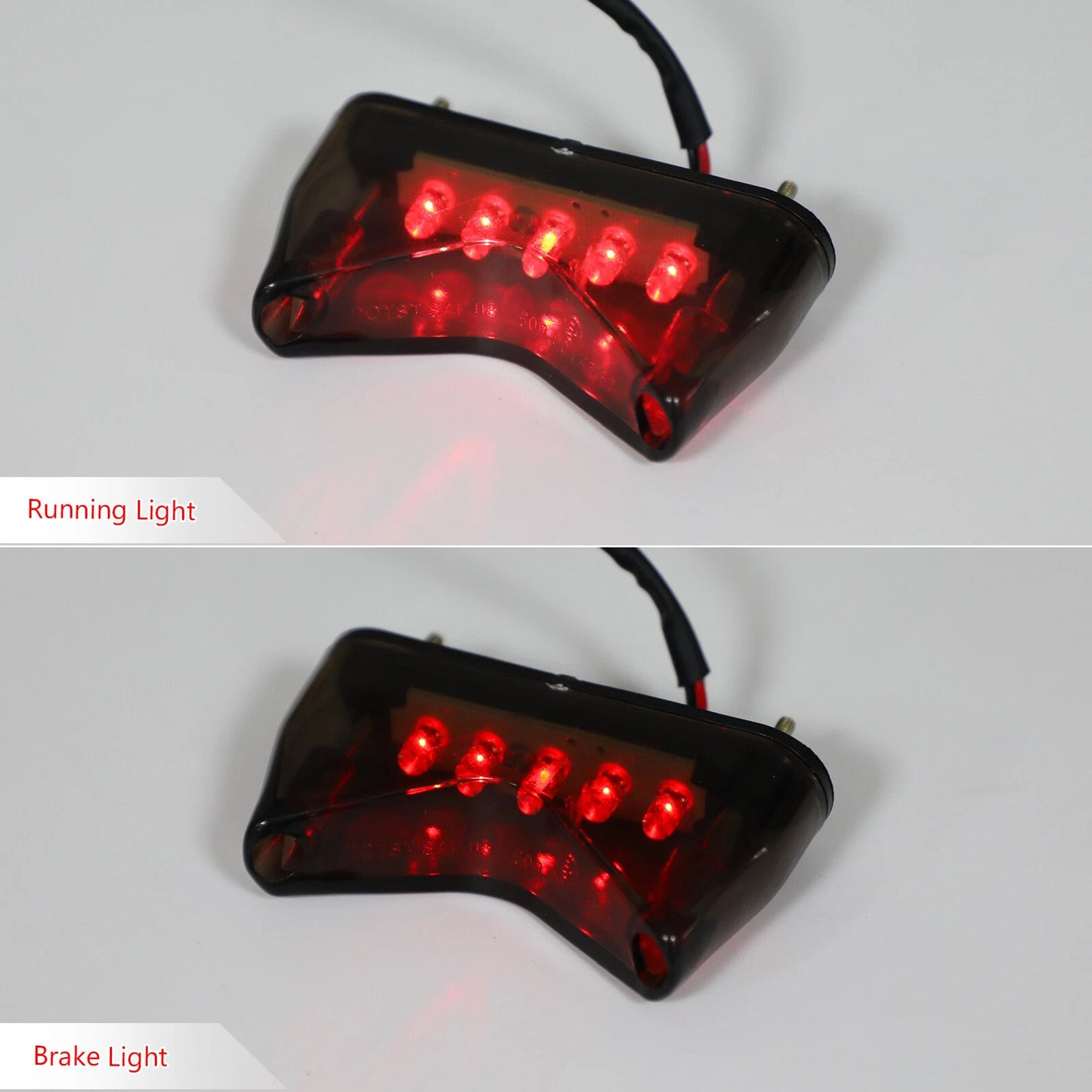 Tail Light for Universal Motorcycle - Running Brake License Plate Light Smoke
