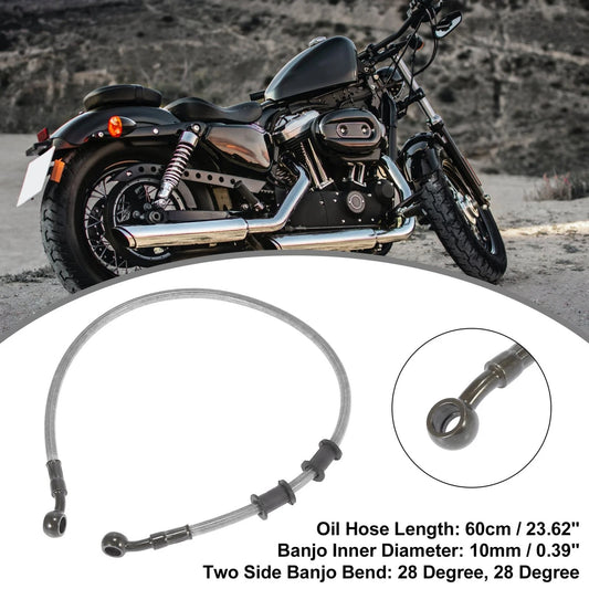 Brake Clutch Oil Hose 60cm 23.62" Banjo Bend Silver Tone for Motorcycle