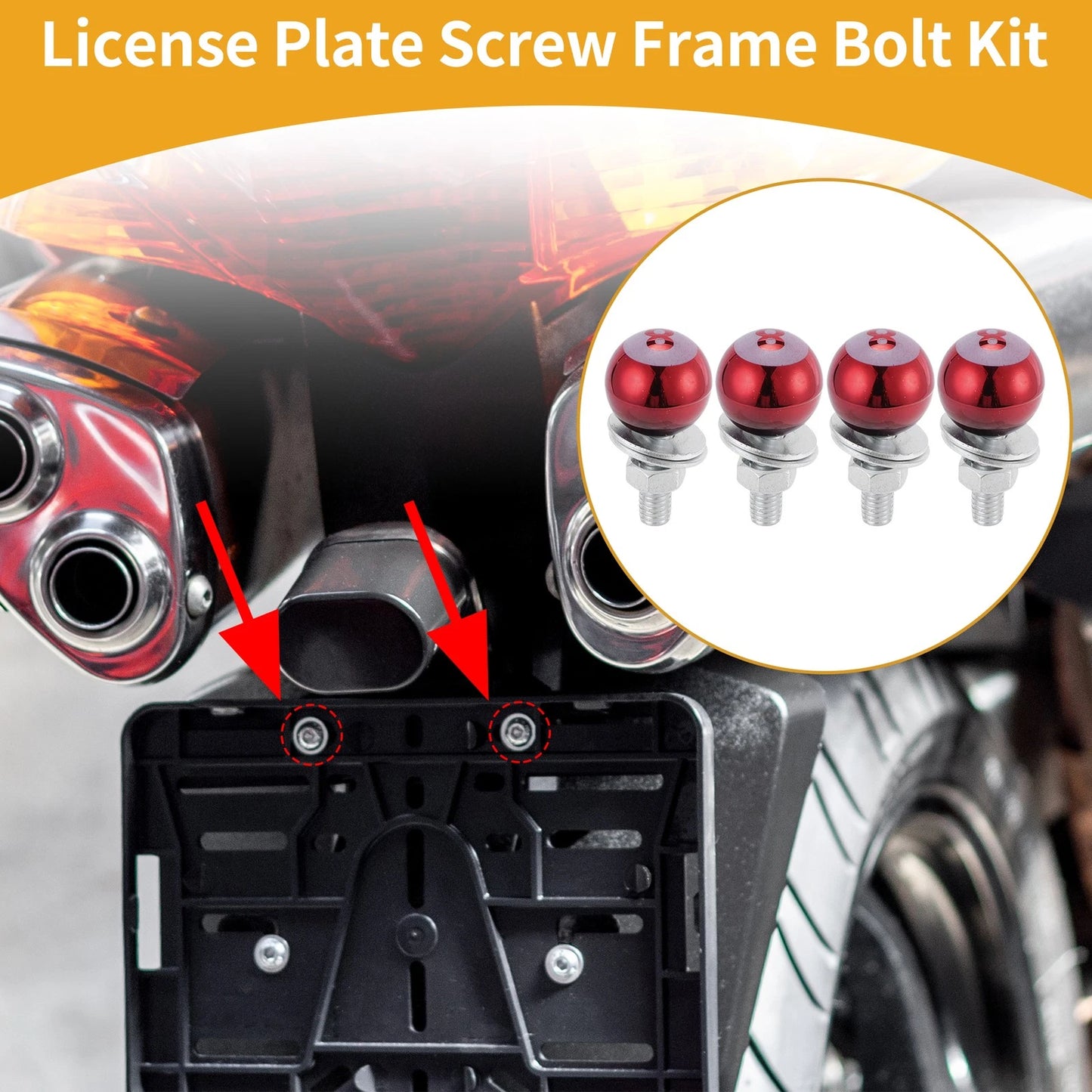 License Plate Screws Cover / 40mm / Aluminum Alloy Red for Motorcycle