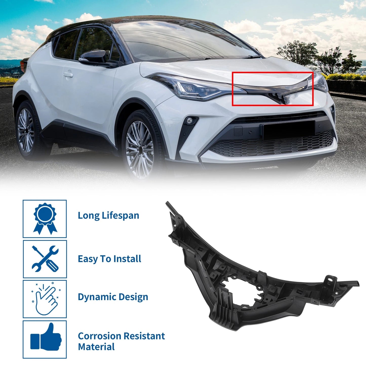 Front Hood Bumper Grille for Toyota CHR (2018-2019) Black