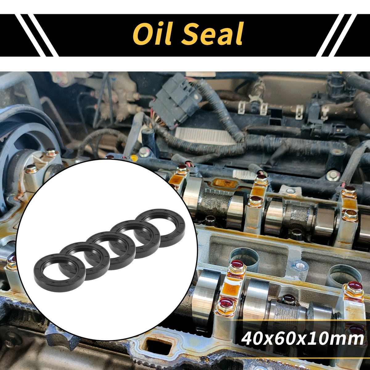 Oil Seal 40x60x10mm NBR Black 5 Pcs
