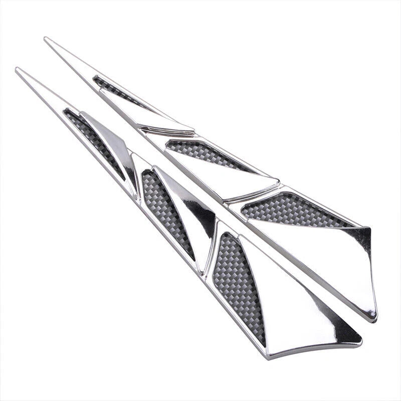 2 x Chrome Car Auto Air Flow Fender Side Vent Decoration Stickers