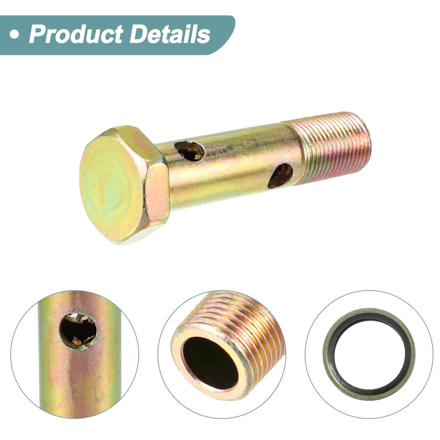 2 x M18x1.5 82mm Length 4 Hole Hollow Bolt Screw with Washer for Motorcycle