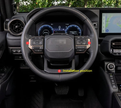 3 x Black ABS Steering Wheel Cover Trim for Toyota Prado LC250 (2024-2025)