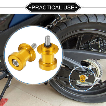 Pair 6mm CNC Swing Arm Spools Sliders Stand Gold Tone for Motorcycle