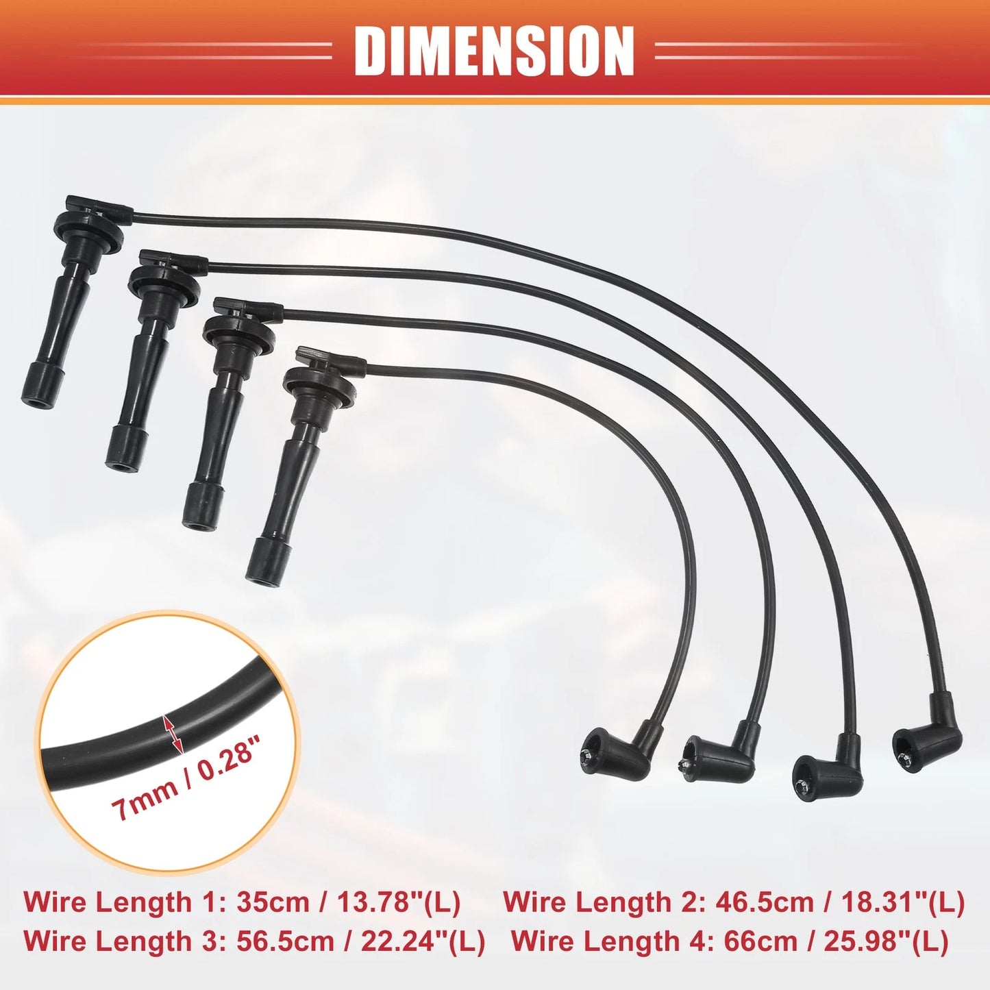 4 x Spark Plug Wire Ignition Coil Cables for Honda CR-V (1997-2001)
