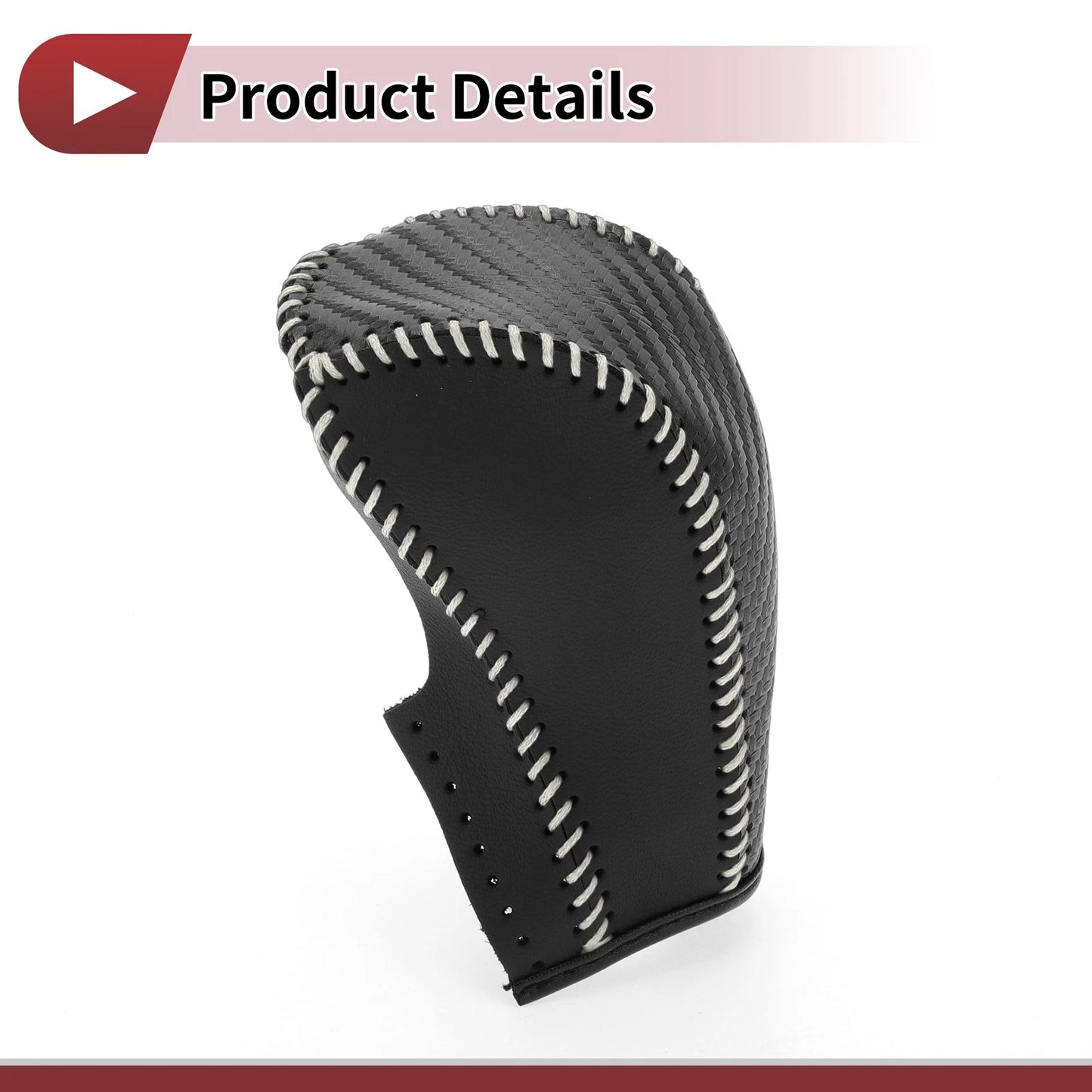 Gear Shift Knob Cover Carbon Fiber Beige Faux Leather for Chevrolet Cruze
