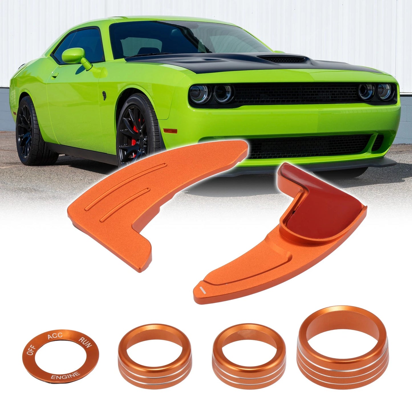 Steering Wheel Shift Paddle Extension Trim Set for Dodge Charger Orange