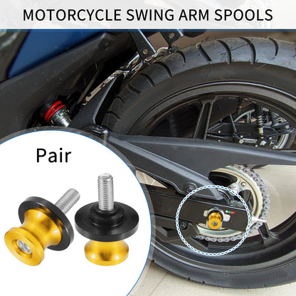 Pair Motorbike Swingarm Spools 8mm Sliders Stand Gold Tone for Make Model
