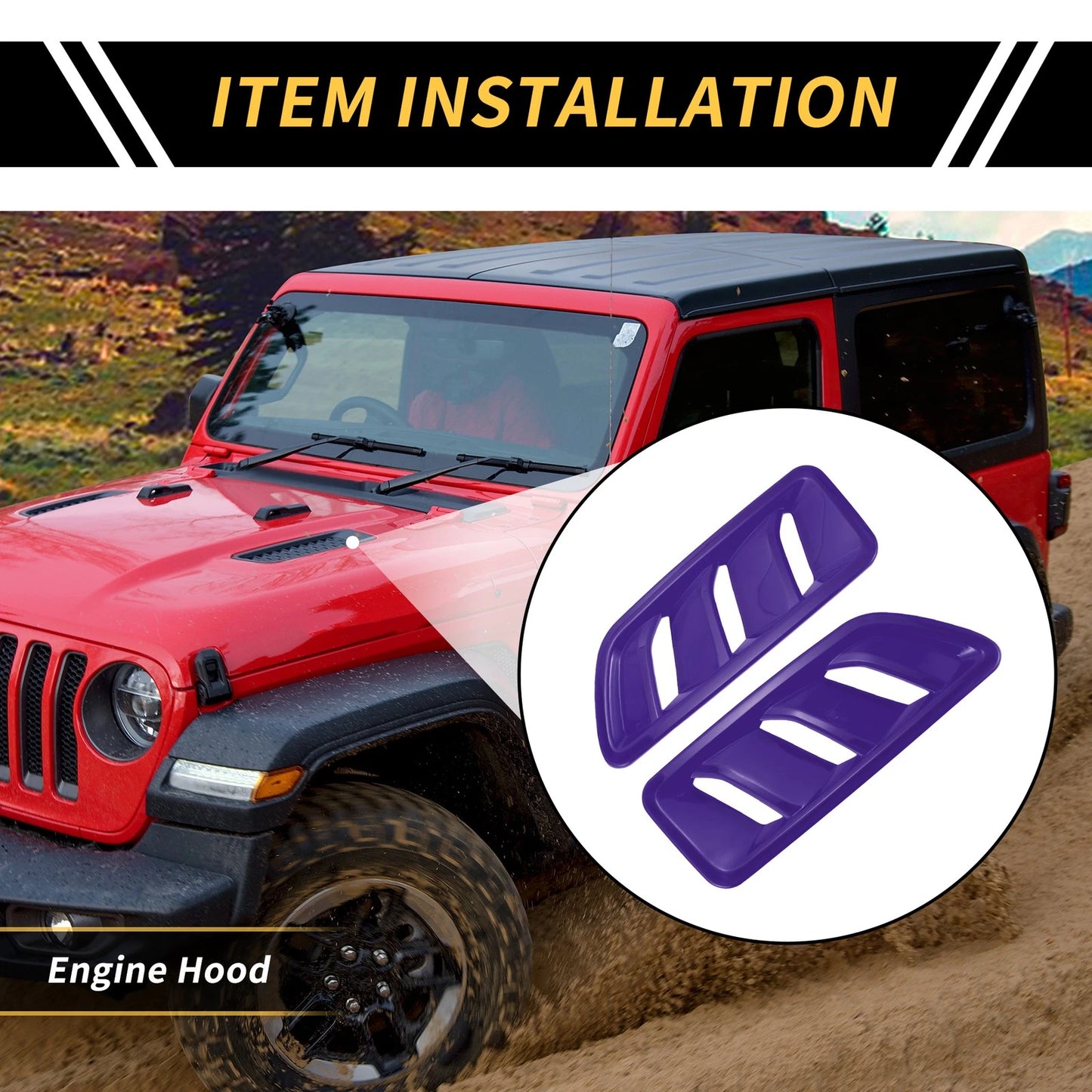Front Hood Air Outlet Vent Cover Trim for Jeep JL JLU (2018-2024) Purple