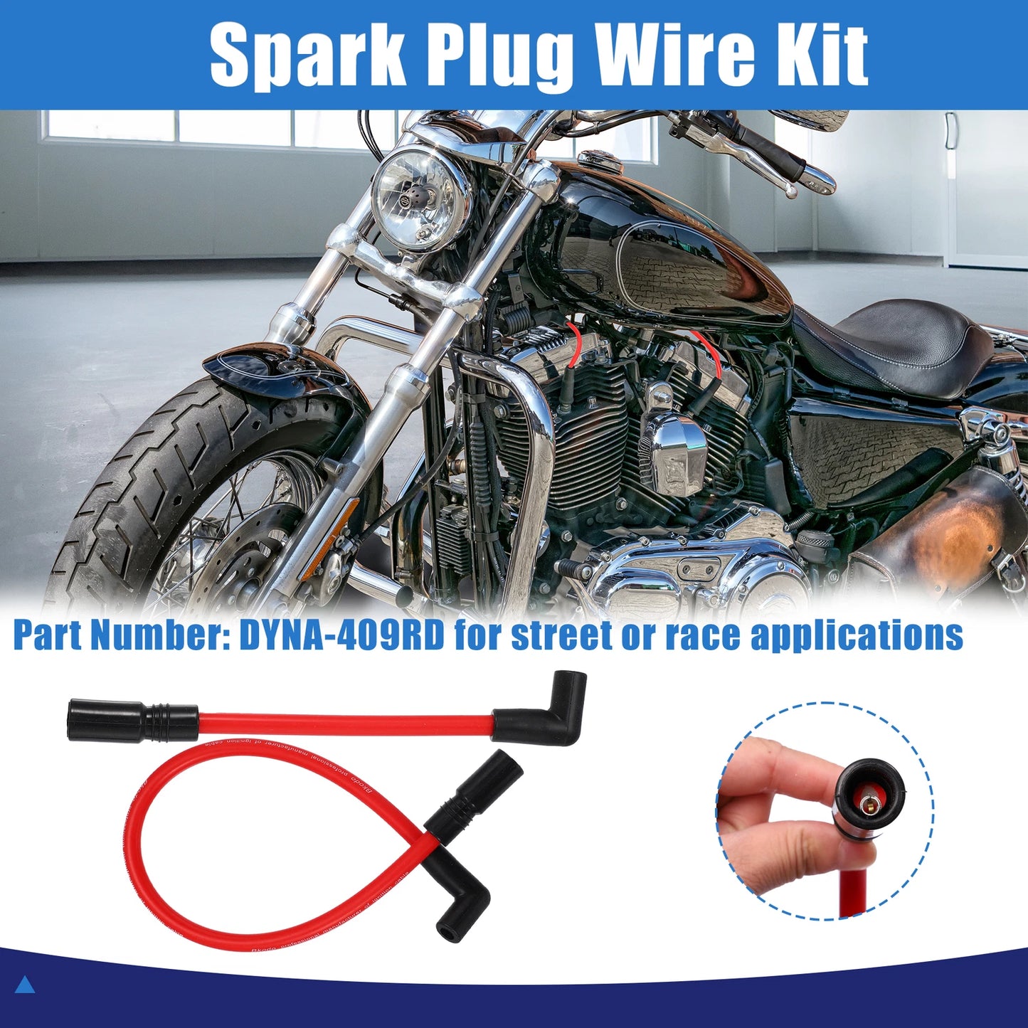 2 x 10.4mm Spark Plug Wire for Harley-Davidson